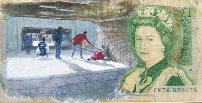 _I_ve got now_t_, 2016, Acrylic on Pound Note, 13.5x6.5cm